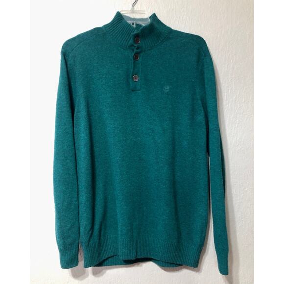 Timberland Men’s Wool Blend Henley Sweater Green Mock Neck Regular Fit Size XXL - Picture 1 of 11
